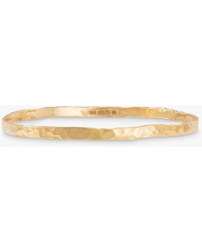 Dower & Hall 18ct Gold Plated Sterling Silver Hammered Bangle - Natural
