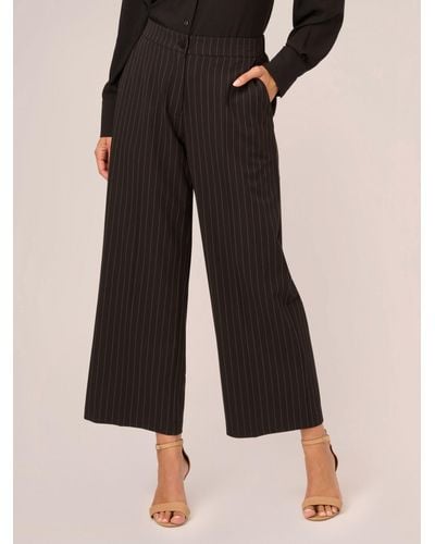 Adrianna Papell Pin Stripe Cropped Wide Leg Trousers - Black