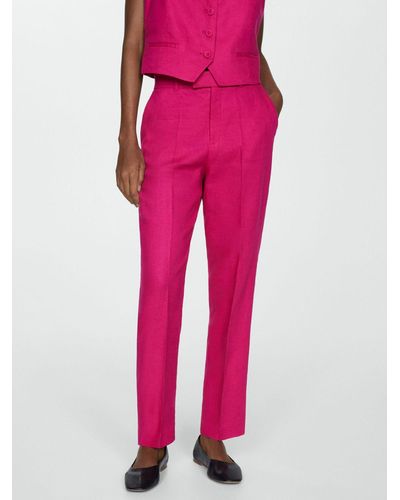 Mango Boreli Linen Trousers - Pink