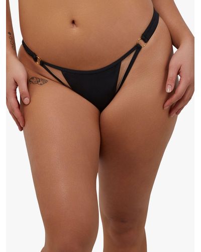 Wolf & Whistle Eloise Mesh Insert Bikini Bottoms - Brown