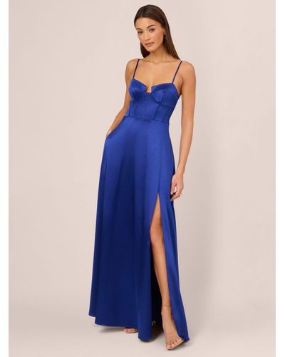 Adrianna Papell Liquid Satin Maxi Dress - Blue