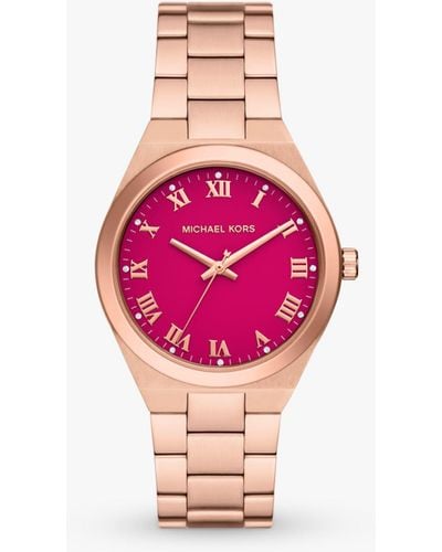 Michael Kors Mk7462 Lennox Crystal Bracelet Strap Watch - Pink