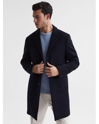 Reiss Gable Wool Epsom Overcoat - Blue