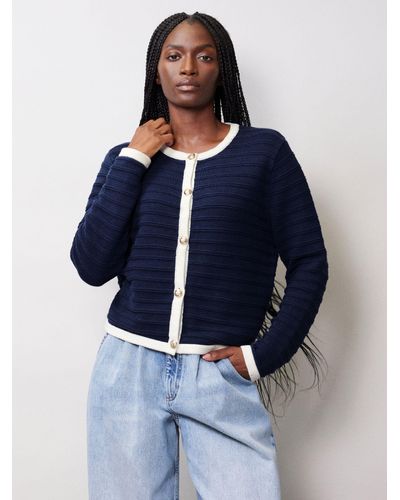 Albaray Knitted Contrast Trim Cardigan/jacket - Blue