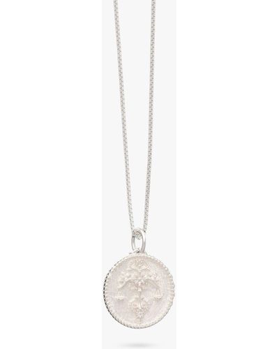 Rachel Jackson Personalised Zodiac Art Coin Necklace - White