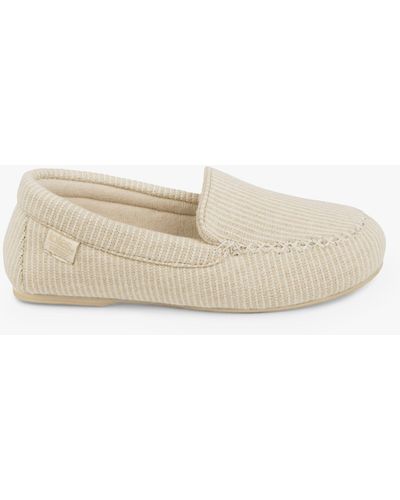 Totes Textured Moccasin Slippers - Natural