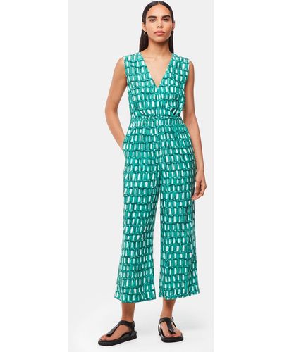 Whistles Petite Linked Smudge Lorna Jumpsuit - Green