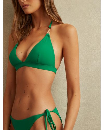 Reiss Riah Halterneck Triangle Bikini Top - Green