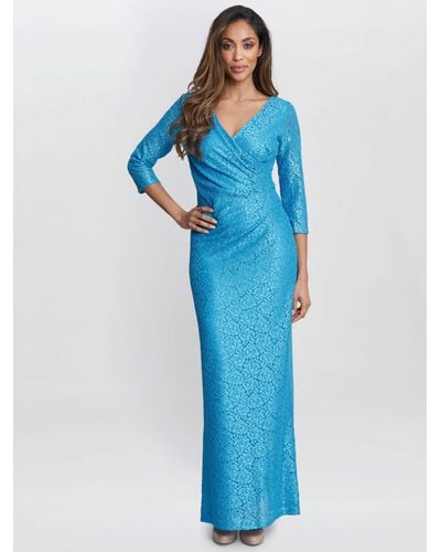 Gina Bacconi Floral Lace Maxi Dress - Blue