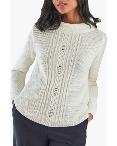 Pure Collection Cable Knit Cotton Jumper - Grey