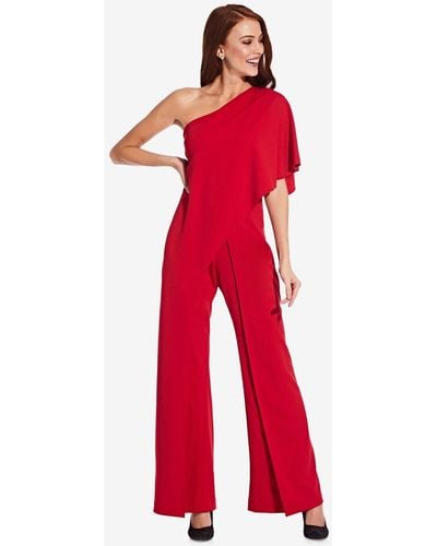 Adrianna Papell One Shoulder Wide Leg Jumpsuit - Red