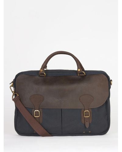 Barbour Wax Leather 4l Briefcase - Blue