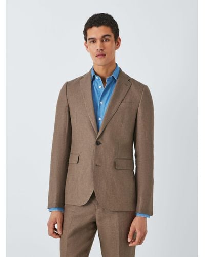 John Lewis Cambridge Linen Single Breasted Regular Fit Suit Jacket - Brown