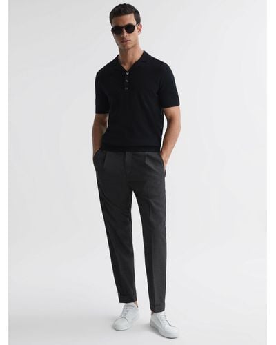 Reiss Brighton Pleated Relaxed Trousers - Blue