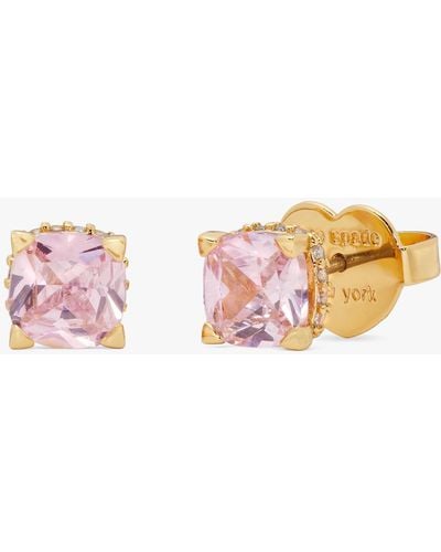 Kate Spade Little Luxuries Cubic Zirconia Square Stud Earrings - Pink