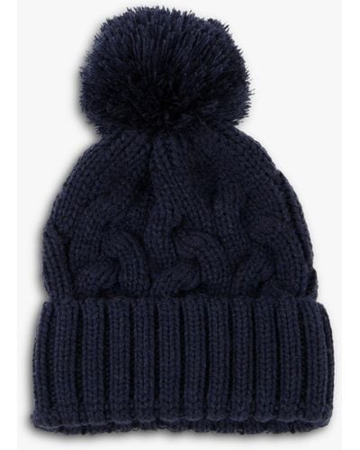 Totes Cable Knit Pom Pom Beanie Hat - Blue