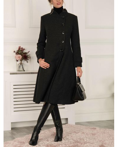 Jolie Moi Kate Fit & Flare Midi Coat - Black