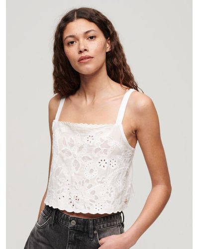 Superdry Ibiza Embroidered Cami Top - White