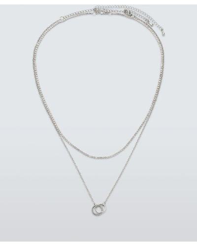 John Lewis Layered Cubic Zirconia Rings Necklace - White