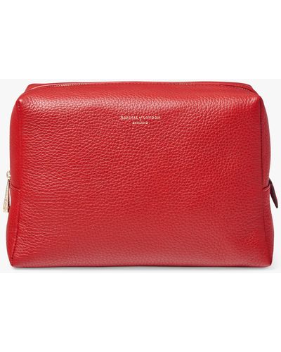 Aspinal of London Large Pebble Leather Cosmetic Case - Red