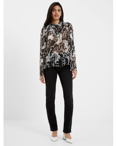 French Connection Deon Hallie High Neck Top - Multicolour