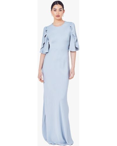 Maids To Measure Jemima Ruffle Sleeve Maxi Dress - Blue