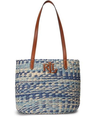 Ralph Lauren Lauren Hartley Straw Tote Bag - Blue