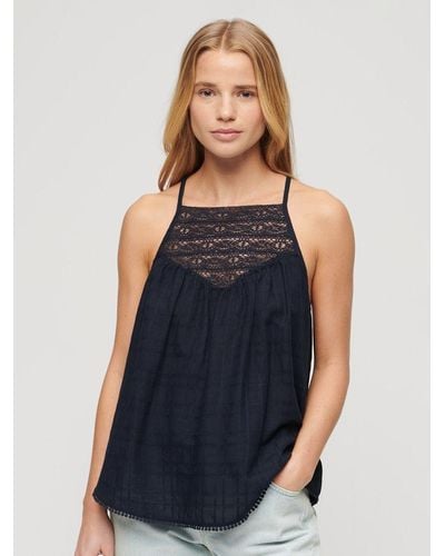 Superdry Lace Cami Beach Top - Blue