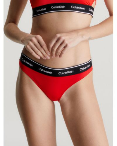 Calvin Klein Logo Waist Bikini Bottoms - Red