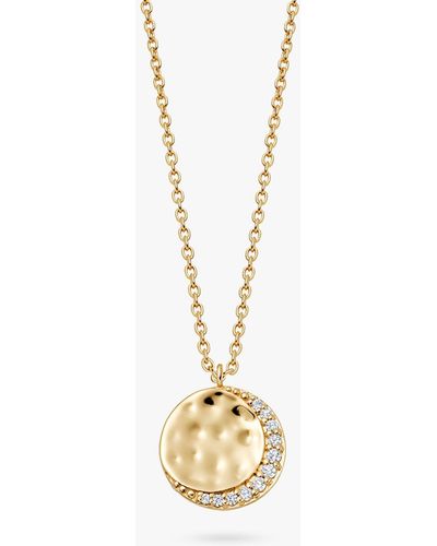Astley Clarke White Sapphire Hammered Pendant Necklace - Metallic