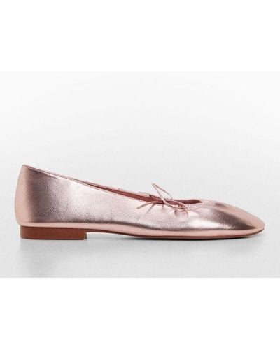 Mango Ozark Metallic Ballet Court Shoes - Pink