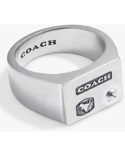 COACH Logo Rexy Signet Ring - Grey