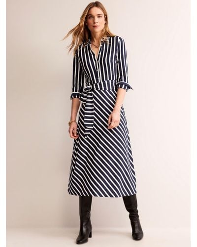 Boden Laura Stripe Jersey Midi Shirt Dress - Natural