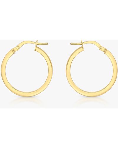 Ib&b 18ct Gold Square Tube Round Creole Hoop Earrings - Metallic