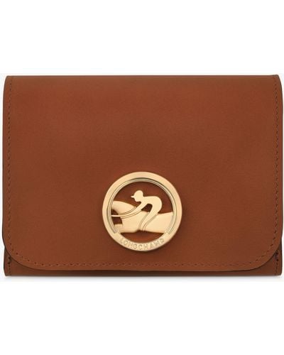 Longchamp Box-trot Compact Leather Wallet - Brown