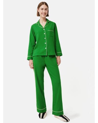 Jigsaw Lightweight Herringbone Pyjama Set - Green
