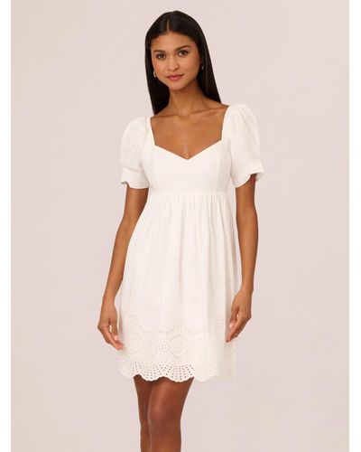 Adrianna Papell Adrianna By Eyelet Cotton Mini Dress - Pink