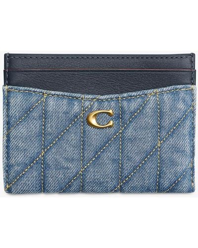 COACH Essential Quilted Denim And Leather Cardholder - Blue