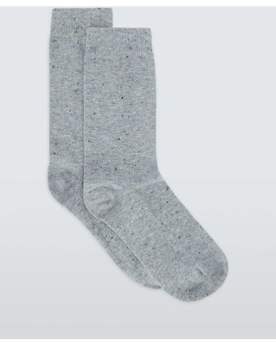 John Lewis Cotton Silk Blend Ankle Socks - Grey
