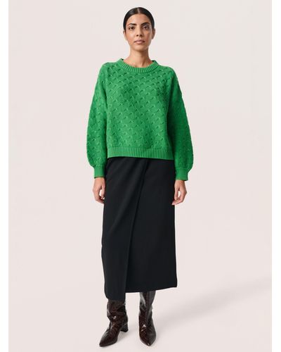 Soaked In Luxury Rava Textured Knit Pullover Jumper - Green