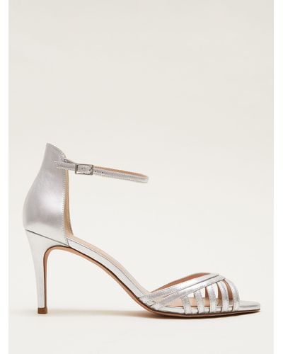 Phase Eight Leather Strappy Heeled Sandals - Natural