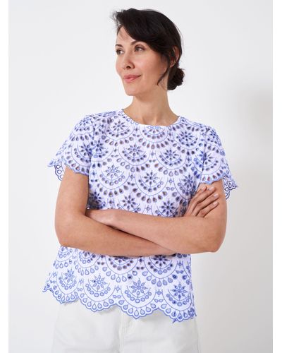 Crew Meadow Broderie Top - Blue