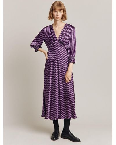 Ghost Immy Gingham Satin Dress - Purple