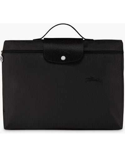 Longchamp Le Pliage Green Recycled Canvas Briefcase - Black