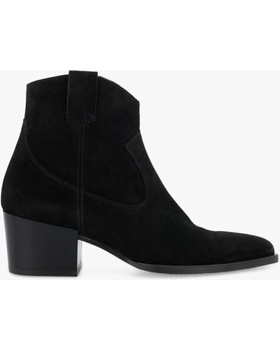Dune Possibility Suede Western Boots - Black