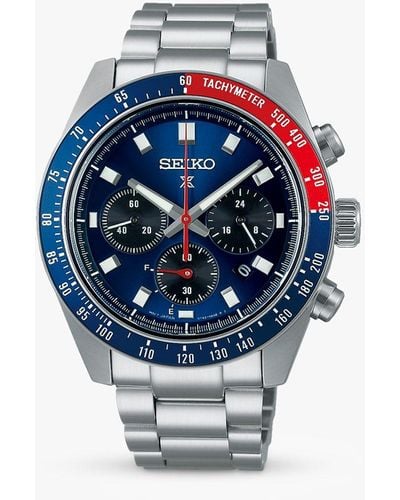 Seiko Prospex Speedtimer Go Large Solar Chronograph Bracelet Strap Watch - Blue