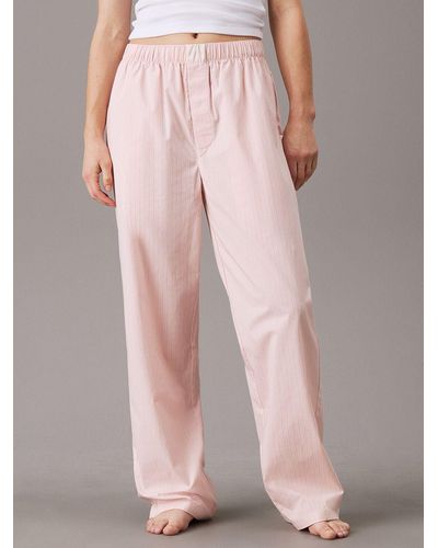 Calvin Klein Pinstripe Cotton Pyjama Bottoms - Pink