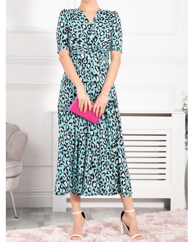 Jolie Moi Josie Leopard Print Maxi Dress - Blue