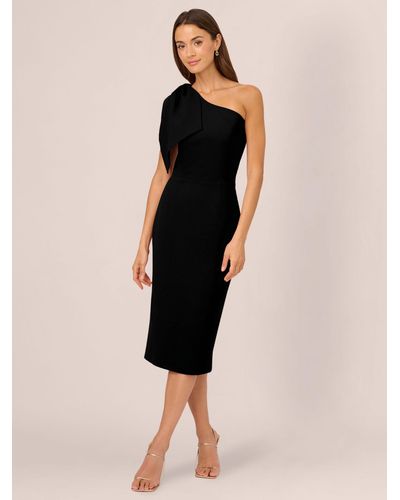 Adrianna Papell One Shoulder Bow Midi Dress - Black