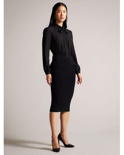 Ted Baker Mersea Knitted Pencil Skirt Midi Dress - Black